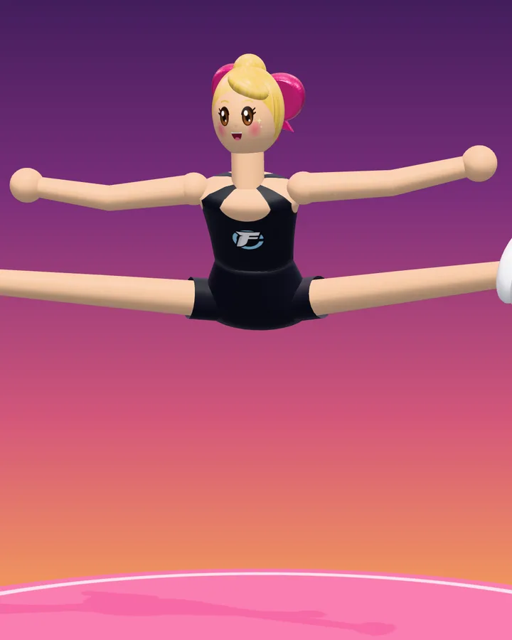 The doll at the top of a toe touch