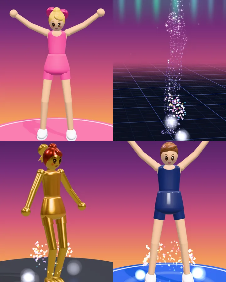 Four different looks for the HitZero doll